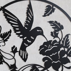 Humming Bird Wall Art Black 60cm