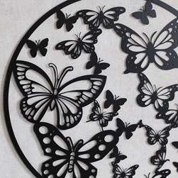 Butterflies Wall Art Blk 60cm