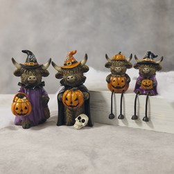 Halloween Shelf Highland Cow 10cm 2 Assorted