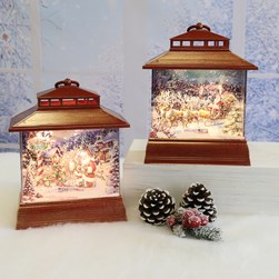 LED Santa Scene Spinner 22cm 2 Assorted