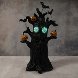 LED Pumpkin Scary Tree 24 x 43cm