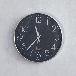 Black & Silver Wall Clock 30cm