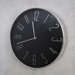 Black & Silver Wall Clock 30cm Black & Silver Wall Clock 30cm