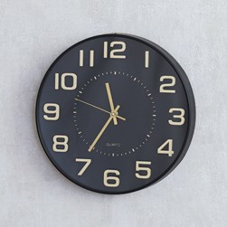 Black & Gold Wall Clock 30cm Black & Gold Wall Clock 30cm