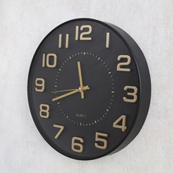 Black & Gold Wall Clock 30cm Black & Gold Wall Clock 30cm