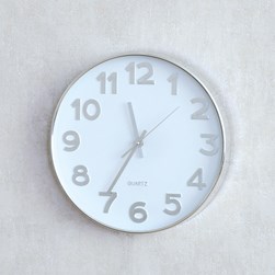 White & Silver Wall Clock 30cm White & Silver Wall Clock 30cm