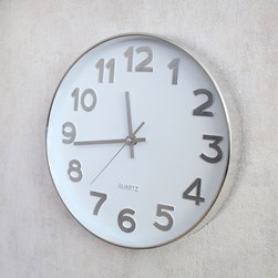 White & Silver Wall Clock 30cm White & Silver Wall Clock 30cm