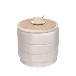 Storage Ottoman Ivory with Tray Top 39x37cm
