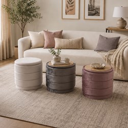 Storage Ottoman Grey with Tray Top 39x37cm