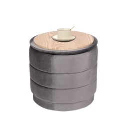 Storage Ottoman Grey with Tray Top 39x37cm