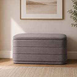 Storage Ottoman Grey with Tray Top 76x38cm