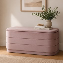 Storage Ottoman Pink with Tray Top 76x38cm