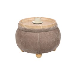 Round Storage Ottoman with Tray Top 55x39cm