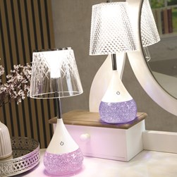 Etched Shade LED Colour Changing Glitter Lamp 13 x 28cm