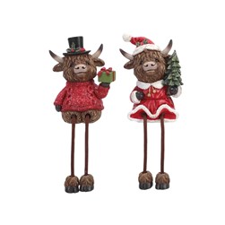 Christmas Shelf Highland Cow 10cm 2 Assorted