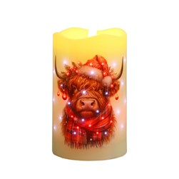 LED Highland Candle 7.5cm x 12.5cm