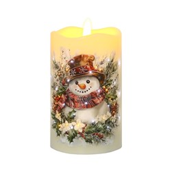 LED Snowman Candle 7.5cm x 12.5cm