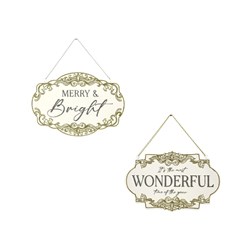 Hanging Christmas Sign 25 x 18cm 2 Assorted Hanging Christmas Sign 25 x 18cm 2 Assorted