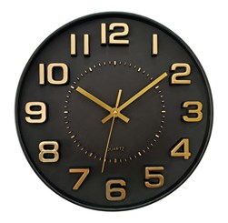 Black & Gold Wall Clock 30cm Black & Gold Wall Clock 30cm