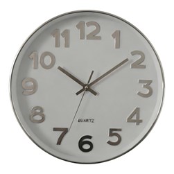 White & Silver Wall Clock 30cm