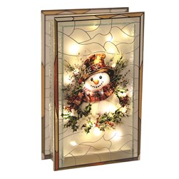 LED  Snowman Stained Glass 21cm
