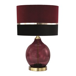 Red and Black Velvet Stripe Table Lamp 50cm Red and Black Velvet Stripe Table Lamp 50cm