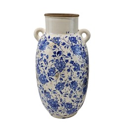 Indigo Floral Amphora Vase 31cm