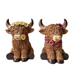 Highland Cow Floral 38cm 2 Assorted Highland Cow Floral 38cm 2 Assorted