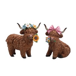 Spring Highland Cow 22cm 2 Assorted