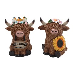 Spring Highland Cow 17cm 2 Assorted