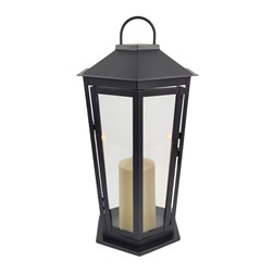 LED Hexagonal Lantern Black 45cm