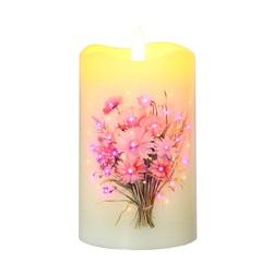 LED Floral Candle 7.5cmx12.5cm