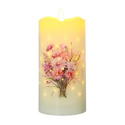 LED Floral Candle 7.5cmx15cm