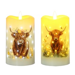 LED Highland Candle 7.5cmx12.5cm 2 Assorted