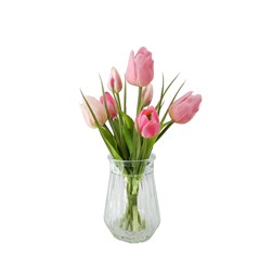Pink Tulip Glass Vase 37cm