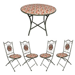 Arpino 4 Seater Bistro Dining Set - Peach Design 90x75cm Arpino 4 Seater Bistro Dining Set - Peach Design 90x75cm