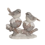 Glittery Birds Sat On Acorns Decorative Ornament  10cm
