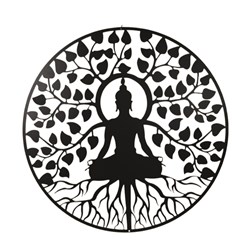 Buddha Wall Art Black Metal Silhouette Art 60cm Buddha Wall Art Black Metal Silhouette Art 60cm