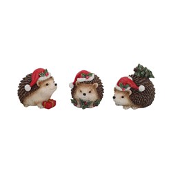 Christmas Hedgehogs 6cm 3 Assorted