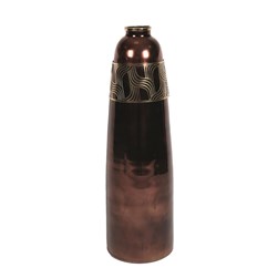 Copper Floor Standing Vase with Gold Patterned Cuff 82.5cm Copper Floor Standing Vase with Gold Patterned Cuff 82.5cm