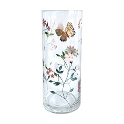 Cylinder Vase White Floral Butterfly 25cm Cylinder Vase White Floral Butterfly 25cm