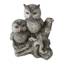 Garden Owls On Log 30x37cm
