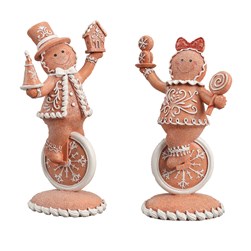 Gingerbread Figurines on Unicycles 27cm 2 Assorted Gingerbread Figurines on Unicycles 27cm 2 Assorted