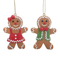 Gingerbread Hanging Decoration 10cm 2 Assorted