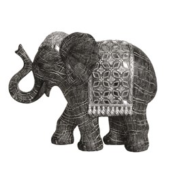 Grey Elephant Figurine with Silver and Mirrored Detail 26.5cm Grey Elephant Figurine with Silver and Mirrored Detail 26.5cm