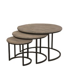 Grey Mango Wood Nest of Tables Set of 3 67/50/35cm Grey Mango Wood Nest of Tables Set of 3 67/50/35cm