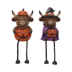 Halloween Shelf Highland Cow 10cm 2 Assorted