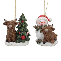 Highland Cow Tree Decoration 7cm 2 Assorted Highland Cow Tree Decoration 7cm 2 Assorted