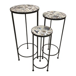 Lazzaro Set of 3 Plant Stands – Floral Design 65cm/60cm/50cm