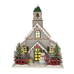 LED Christmas Church Grey 24x30cm LED Christmas Church Grey 24x30cm